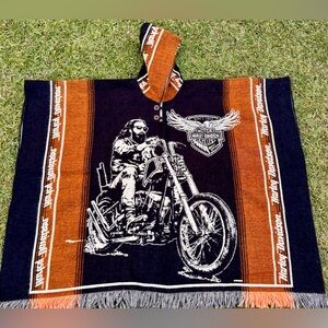 Harley Davidson Alpaca Poncho unisex, one size, handcrafted in Ecuador.